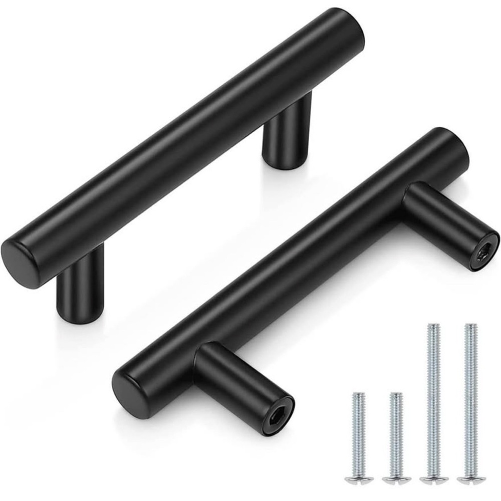 Sleek Black Cabinet Handles 10 pcs, new
